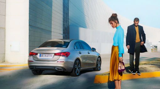 The image shows the A-class from the front at an angle.