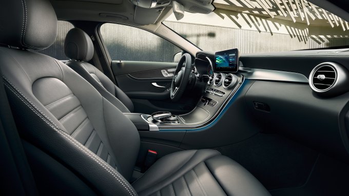 The image shows the interior of the A-Class Sedan.